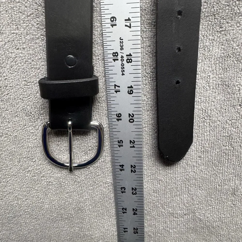 Tony Lama Belt Black 38 Silver Buckle Casual Genuine Leather Western Cowboy‎